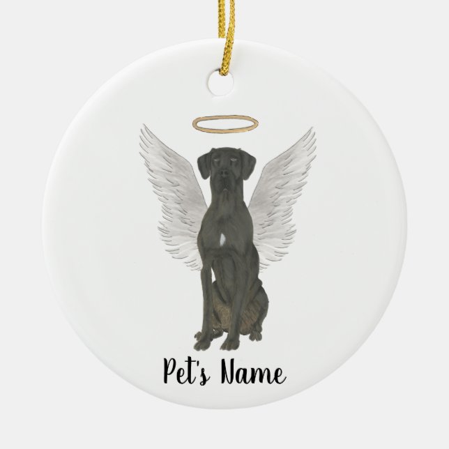 Black Great Dane Sympathy Memorial Ceramic Tree Decoration (Front)