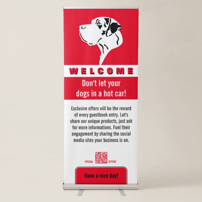 Black Great Dane Welcome Retractable Banner (Front)