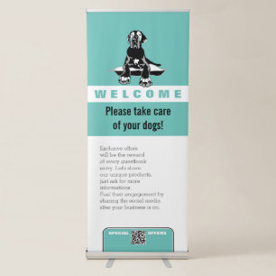 Black Great Dane Welcome Retractable Banner