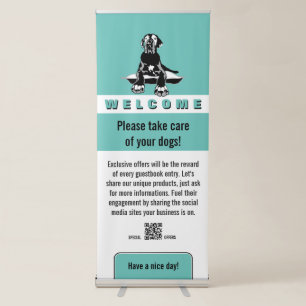 Black Great Dane Welcome Retractable Banner