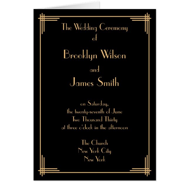 Black Great Gatsby Art Deco Wedding Programs (Front)