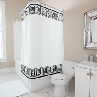 Black Grecian Frieze Design Shower Curtain