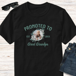 Black & Green 1 Photo Promoted To Great Grandpa T-Shirt