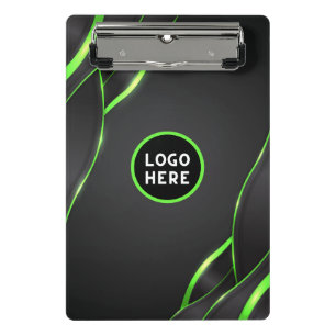 Black & Green Abstract Fluid Design Add Logo Mini Clipboard