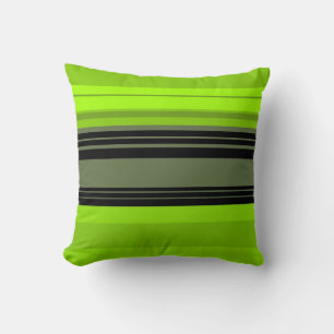 Black Green Abstract Stripes Pattern Cushion