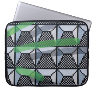 Black, green, and black checked wallpaper laptop sleeve