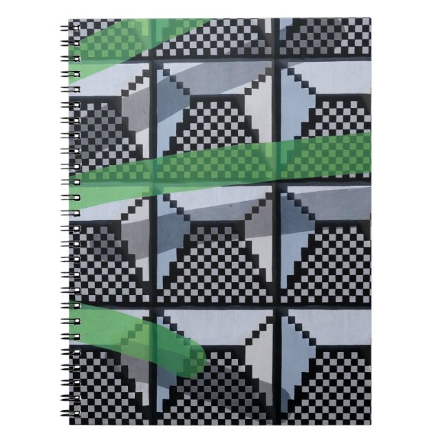 Black, green, and black checked wallpaper notebook (Front)