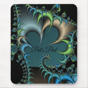 Black Green and Blue Digital Abstract Mouse Mat