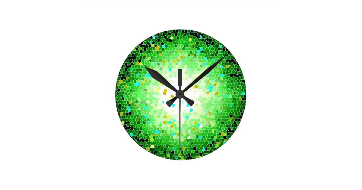Black Green And Gold Crystal Mosaic Wall Clock Zazzle Co Uk