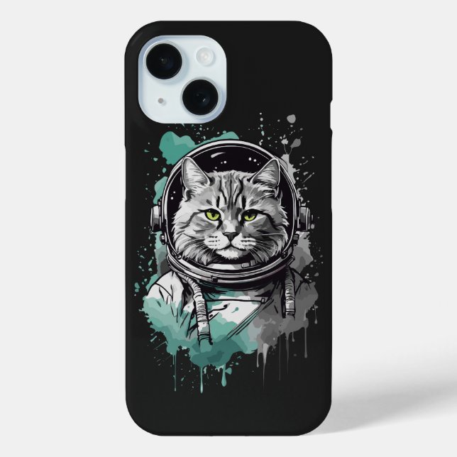 Black Green Astronaut Cat Design Case-Mate iPhone Case (Back)