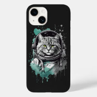 Black Green Astronaut Cat Design