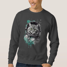 Black Green Astronaut Cat Design
