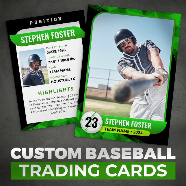 Black Green Baseball Trading Card Baseball Player (Creator Uploaded)