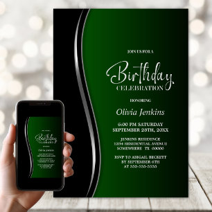 Black Green Birthday Party Invitation