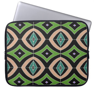 Black Green Blue Diamonds African Print Laptop Sleeve