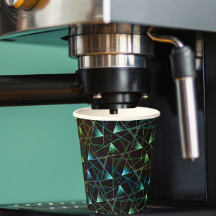 Black Green Blue Pattern Abstract Unique Geometric Paper Cups