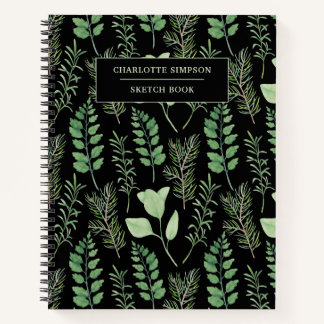 Black Green Botanical Sketch Book