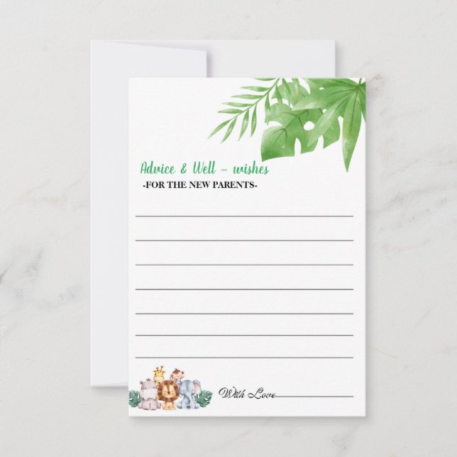 Black Green Boy Shower New Parents Advice Card  (Front)