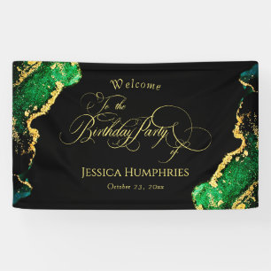 Black Green Bronze Gold Birthday  Banner