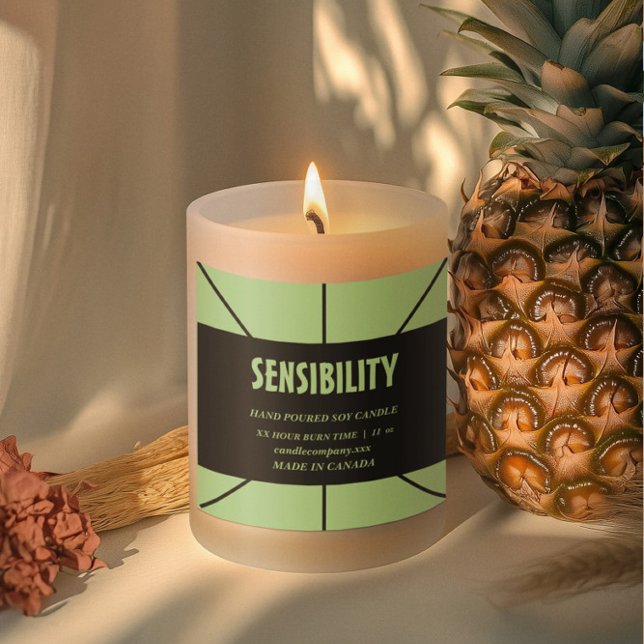 Black Green Candle Product  Square Label (Creator Uploaded)