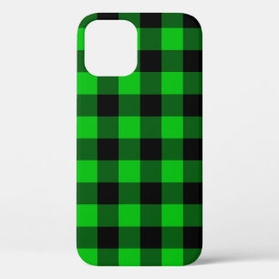 Black Green Check iPhone 12 Case