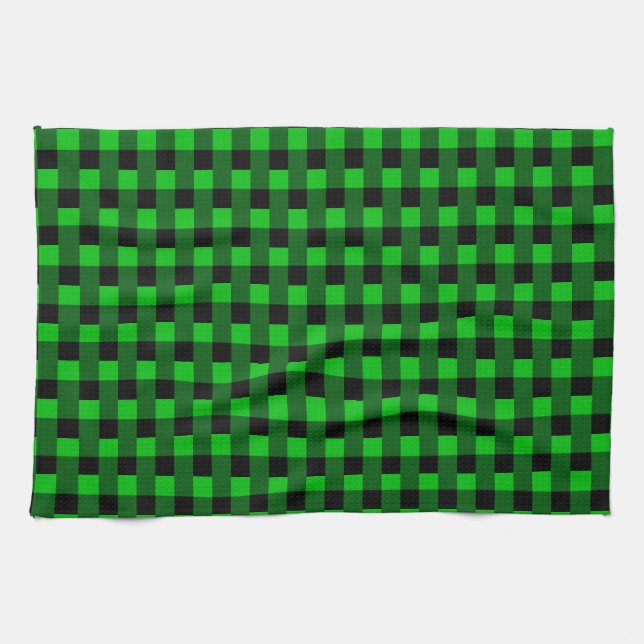 Black Green Check Kitchen Towel (Horizontal)