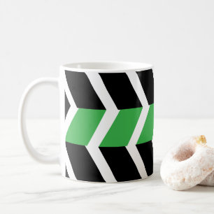 Black Green Chevron Stripe Coffee Mug