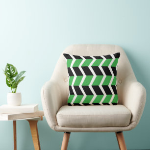 Black Green Chevron Stripe Cushion