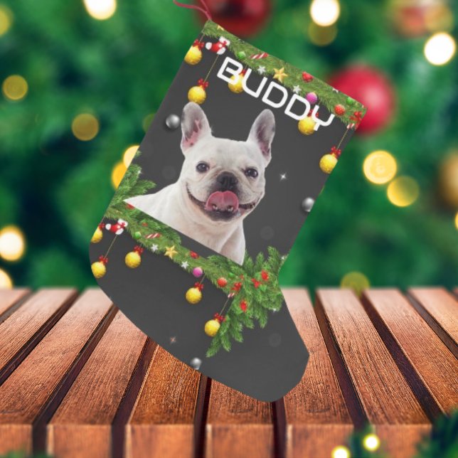 Black Green Christmas Trees Dog Pet Photo Small Christmas Stocking (Creator Uploaded)