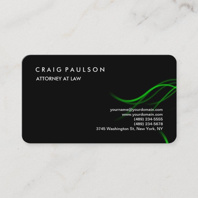 Black Green Classical Elegant Plain Professional Business Card (Front)