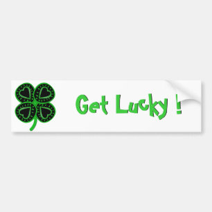 Black Green Clover Heart St Patty's Day Bumper S Bumper Sticker