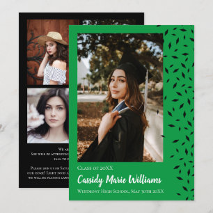 Black Green Confetti Graduation Announcement