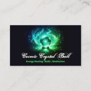 Black green Crystal ball Energy Reiki Meditation Business Card