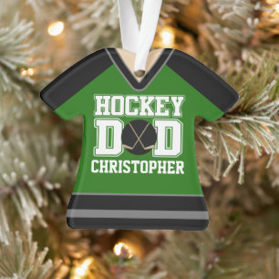 Black/Green Custom Hockey Dad Jersey Ornament