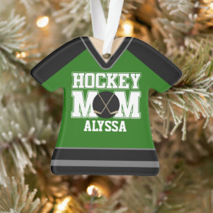 Black/Green Custom Hockey Mum Jersey Ornament