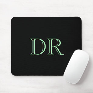 Black green custom initials minimalist mouse mat