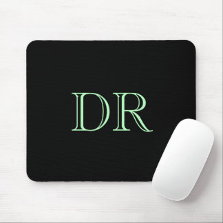 Black green custom initials minimalist mouse mat