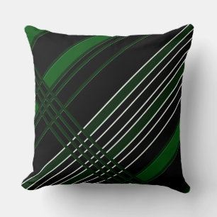 Black & Green Diagonal Stripes Cushion