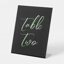 Black green elegant wedding table numbers
