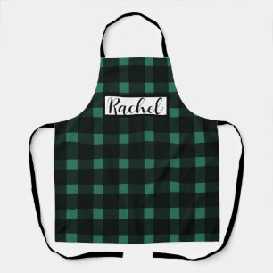 Black Green Gingham Personalised Apron