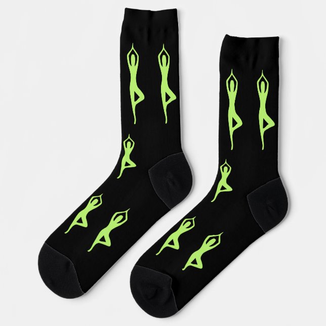 Black Green Graphic Socks Unique pattern (Left)