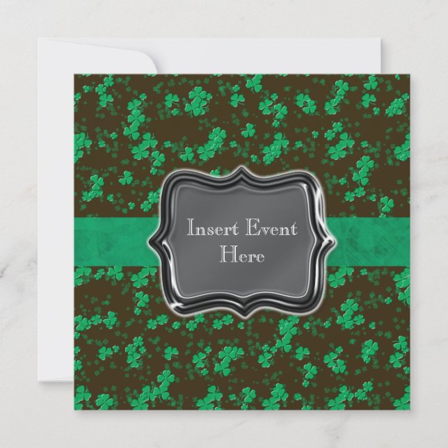 Black green Irish wedding party Invitation (Front)