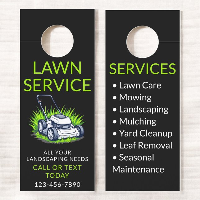 Black Green Lawn Care and Service Professional Door Hanger (Creator Uploaded)