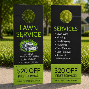 Black Green Lawn Care Discount Coupon Door Hanger