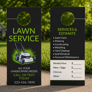 Black Green Lawn Care Estimate Door Hanger