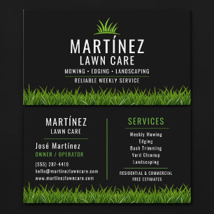 Black & Green Lawn Care Landscaping Business Card