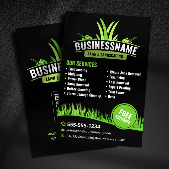 Black Green Lawn Care Landscaping Mowing Lawncare Flyer (Creator Uploaded)