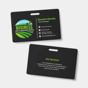 Black Green Lawn Care Landscaping Mowing Service ID Badge
