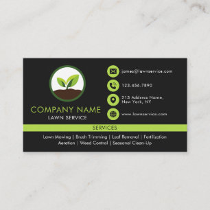 Black Green Lawn Care Landscaping Professional Business Card