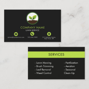 Black Green Lawn Care Landscaping Professional Business Card